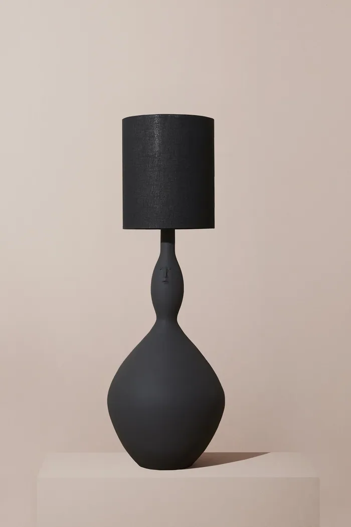 Charcoal Vessel Face Floor Lamp
