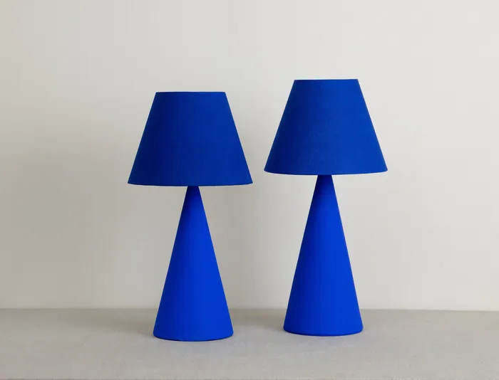 True Blue Triangle Table Lamp