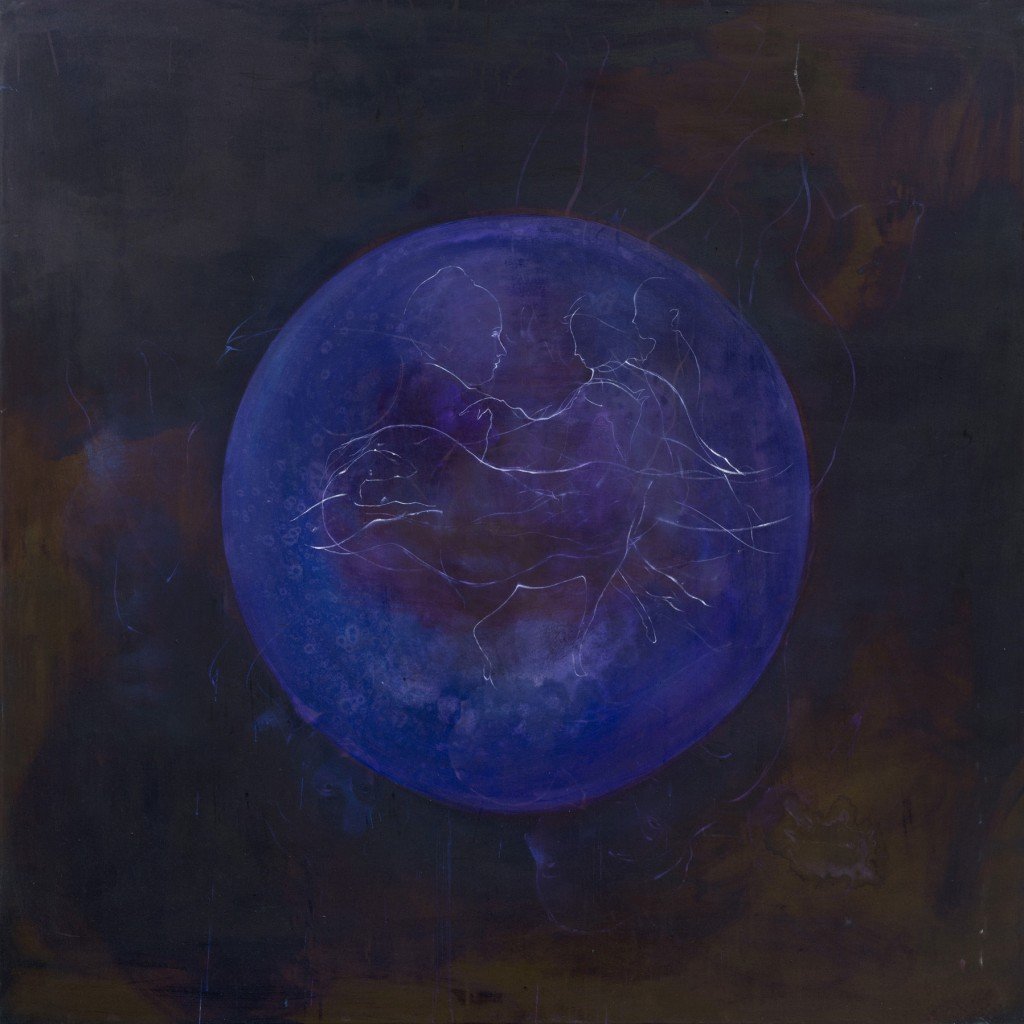 (Omen), 2015, Acrylic, oil, pigment, bleach on canvas, 200 x 200 cm